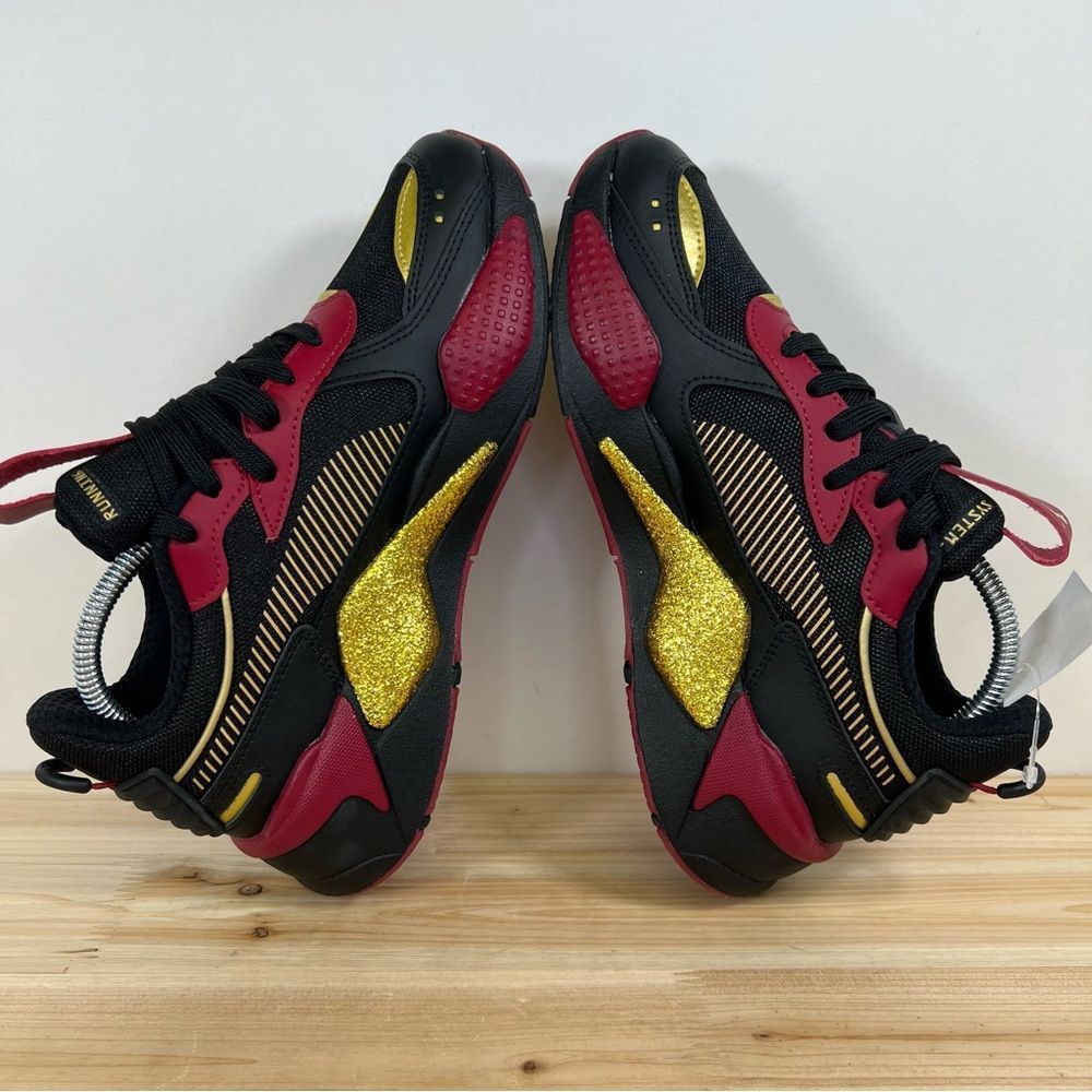 NEW Puma RS-X Glitz CC womens runnings shoes size 8 black red gold - Picture 5 of 10